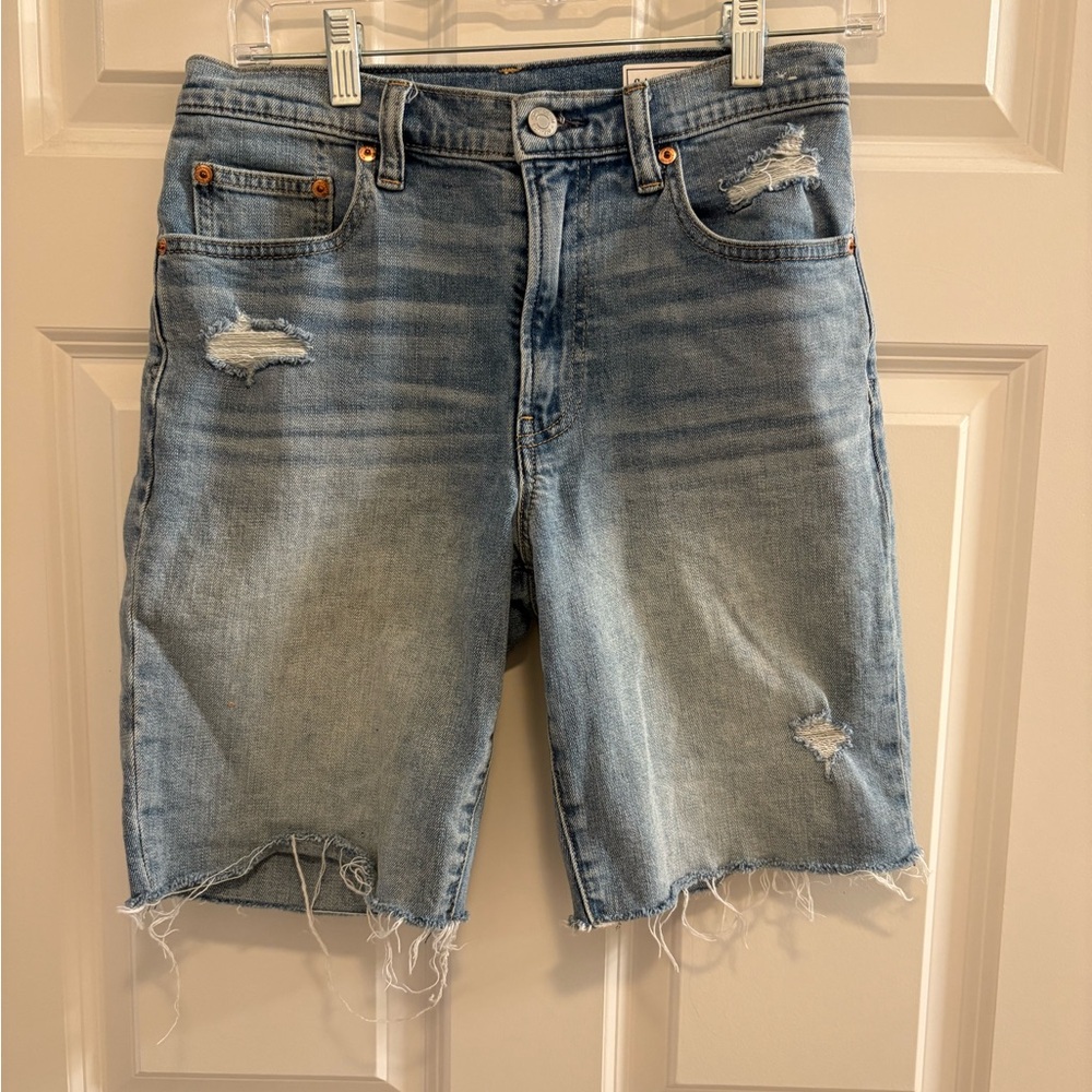 GAP Blue Bermuda Shorts Distressed Denim